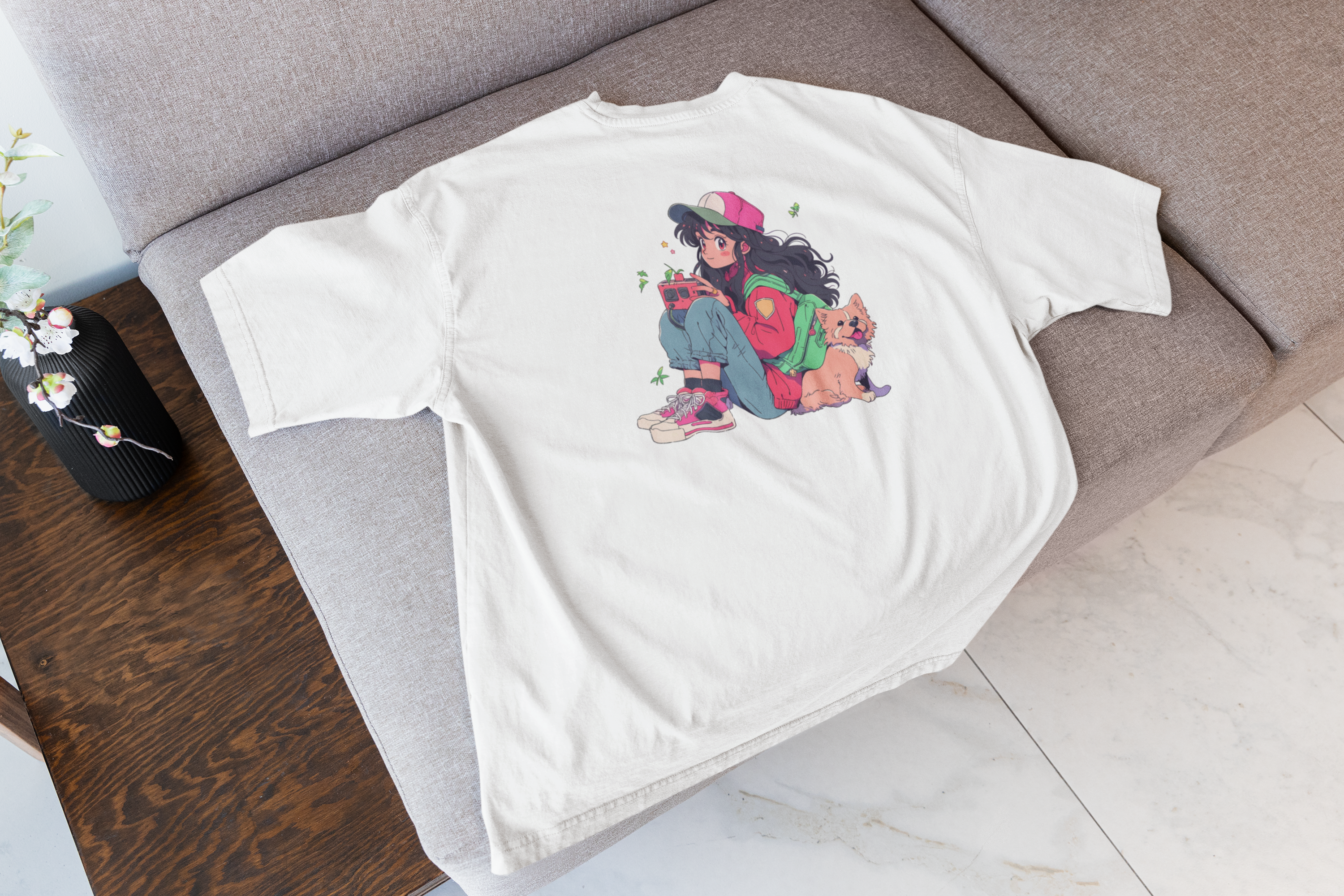 SOFT VIBES – CAMISETA ESTILO ANIME RETRO