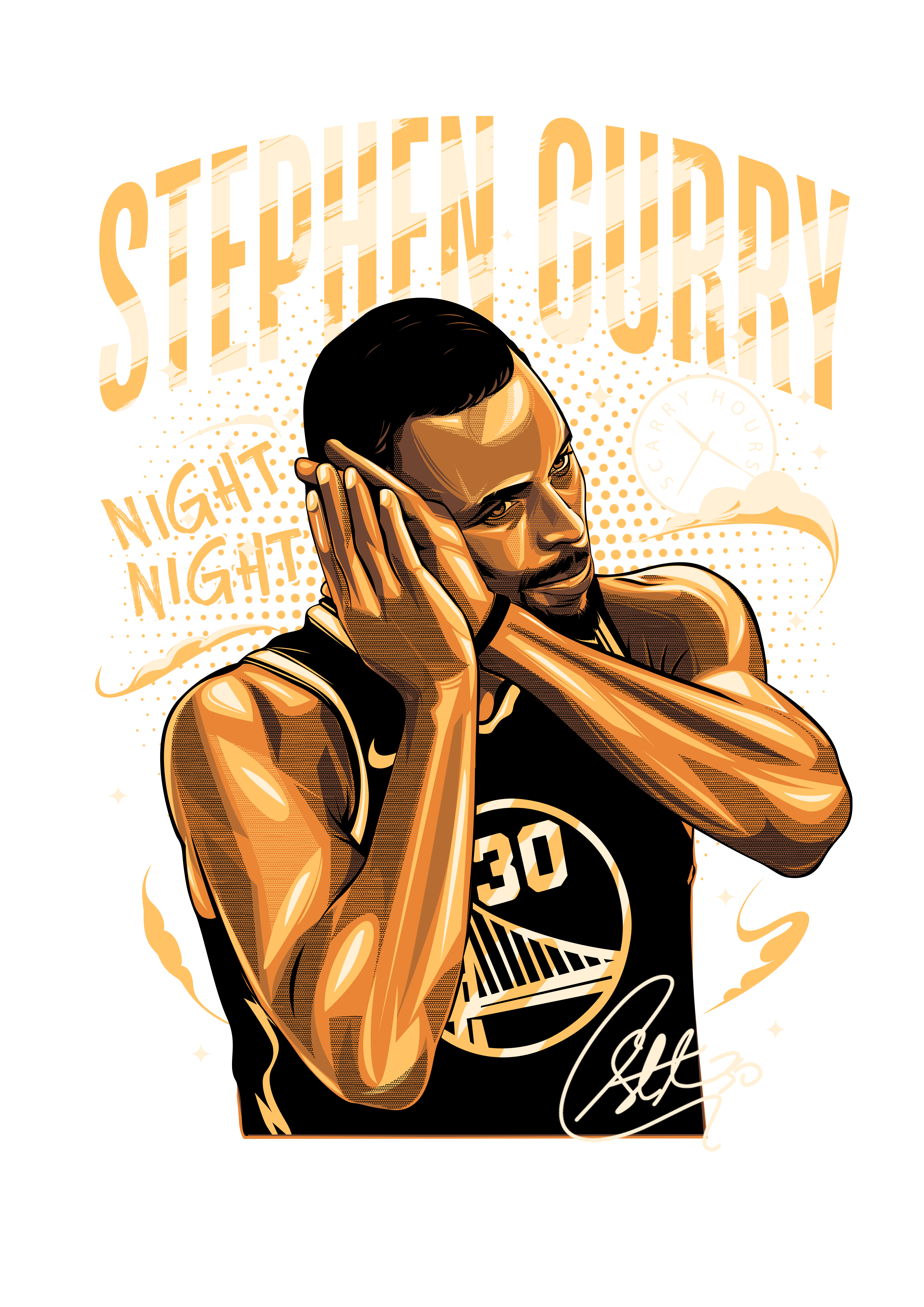 NIGHT NIGHT – CAMISETA DE STEPHEN CURRY ILUSTRADA