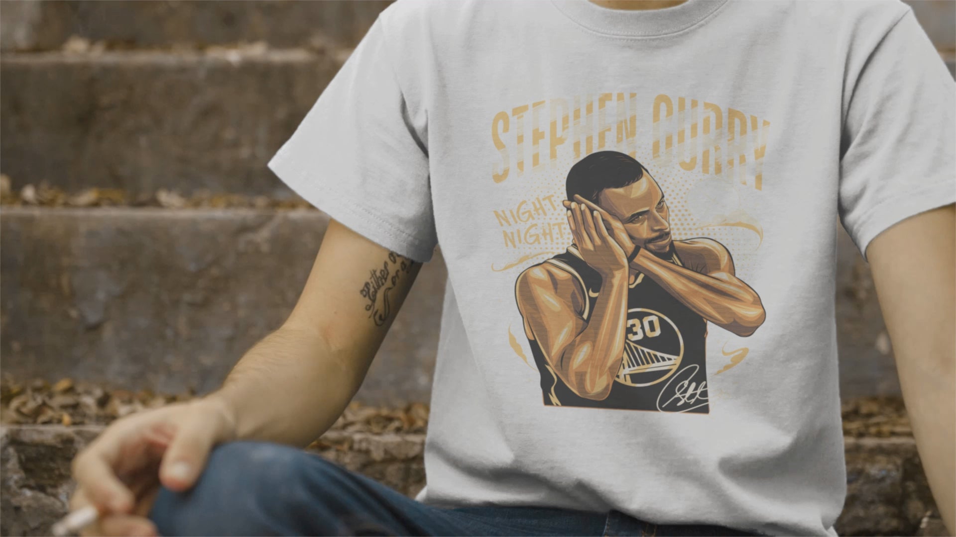 NIGHT NIGHT – CAMISETA DE STEPHEN CURRY ILUSTRADA