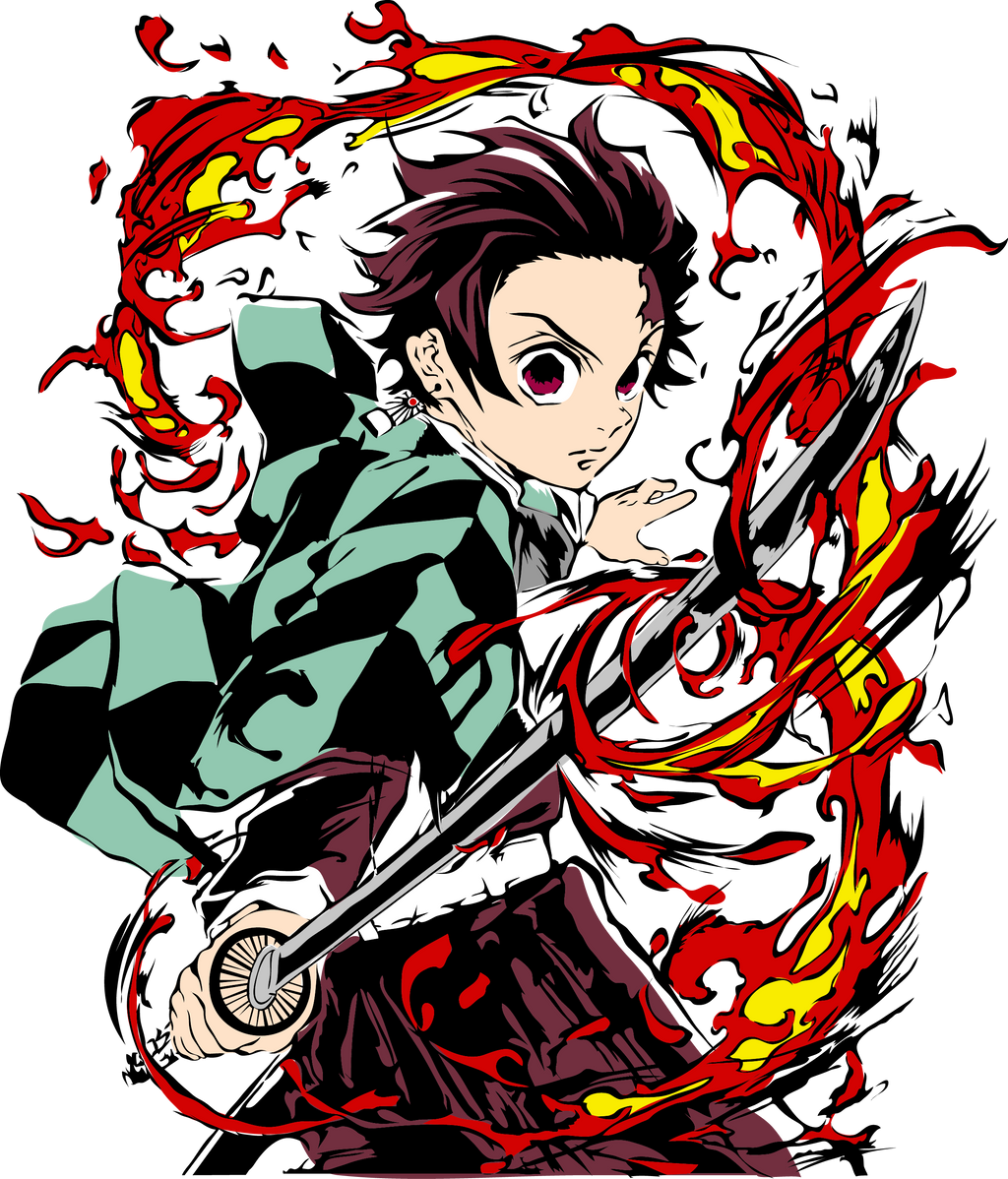 ALIENTO DE LLAMA  – CAMISETA TANJIRO DOBLE DISEÑO (DEMON SLAYER)