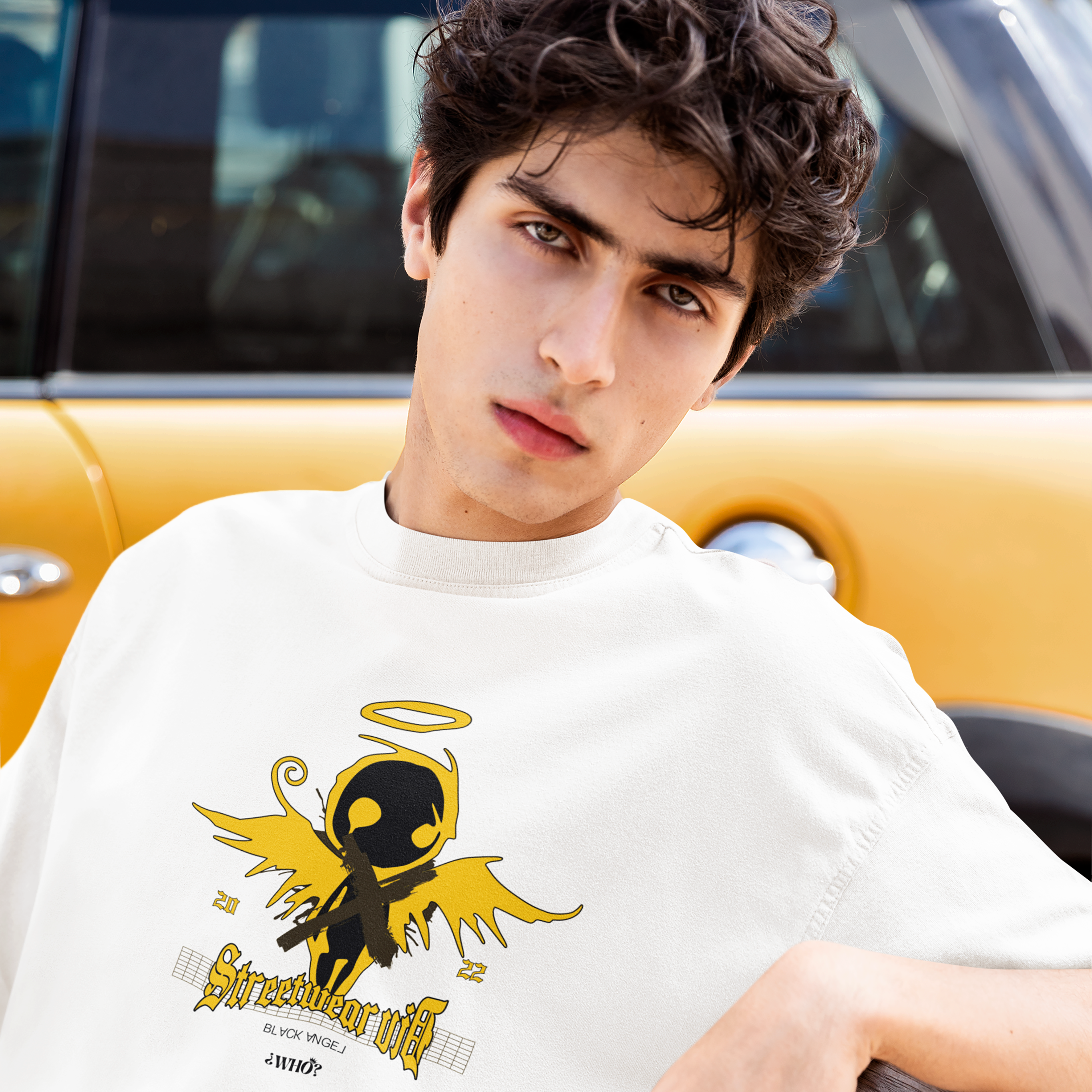 BLACK ANGEL – CAMISETA STREETWEAR CELESTIAL Y OSCURA