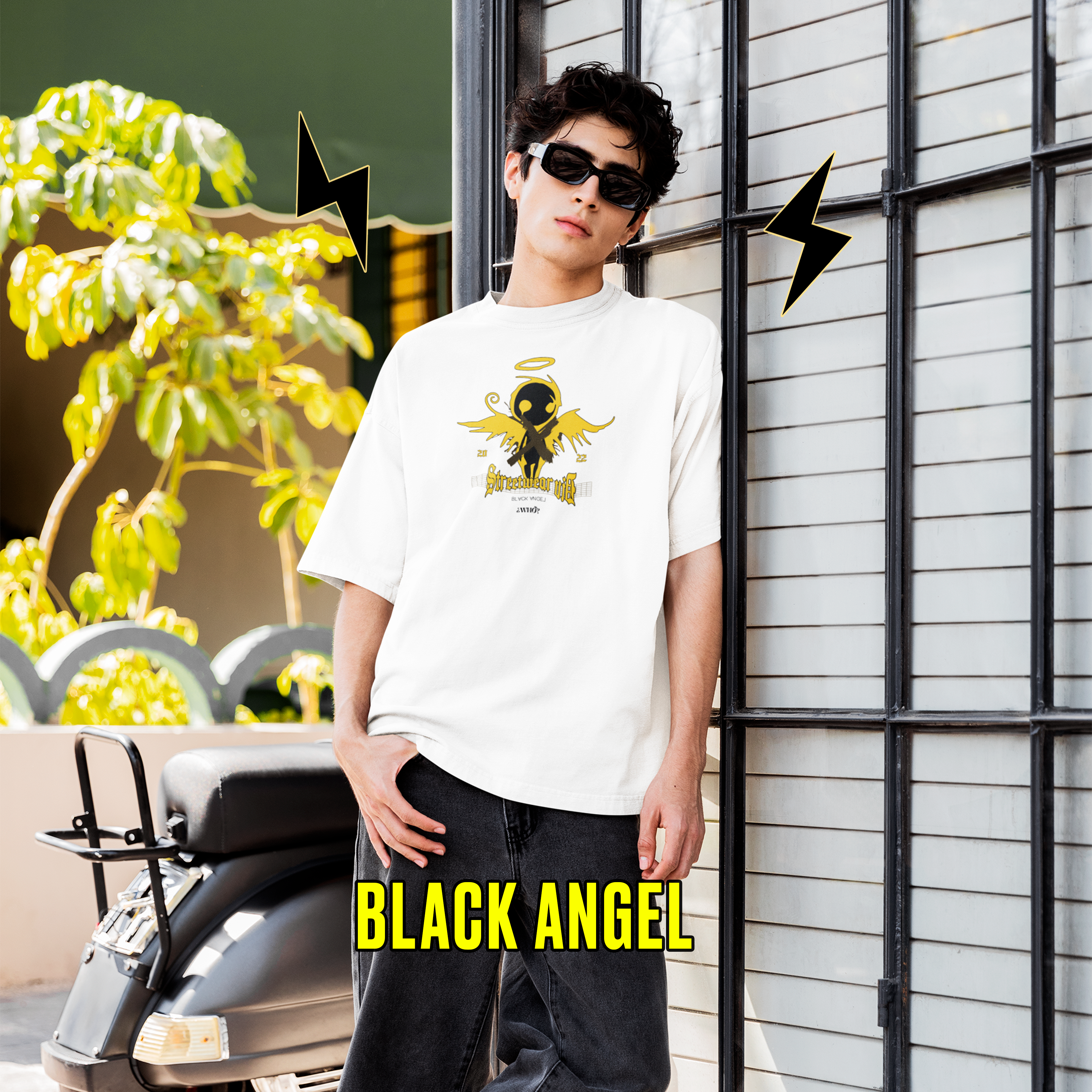 BLACK ANGEL – CAMISETA STREETWEAR CELESTIAL Y OSCURA