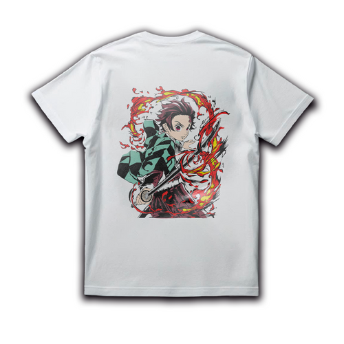 ALIENTO DE LLAMA  – CAMISETA TANJIRO DOBLE DISEÑO (DEMON SLAYER)