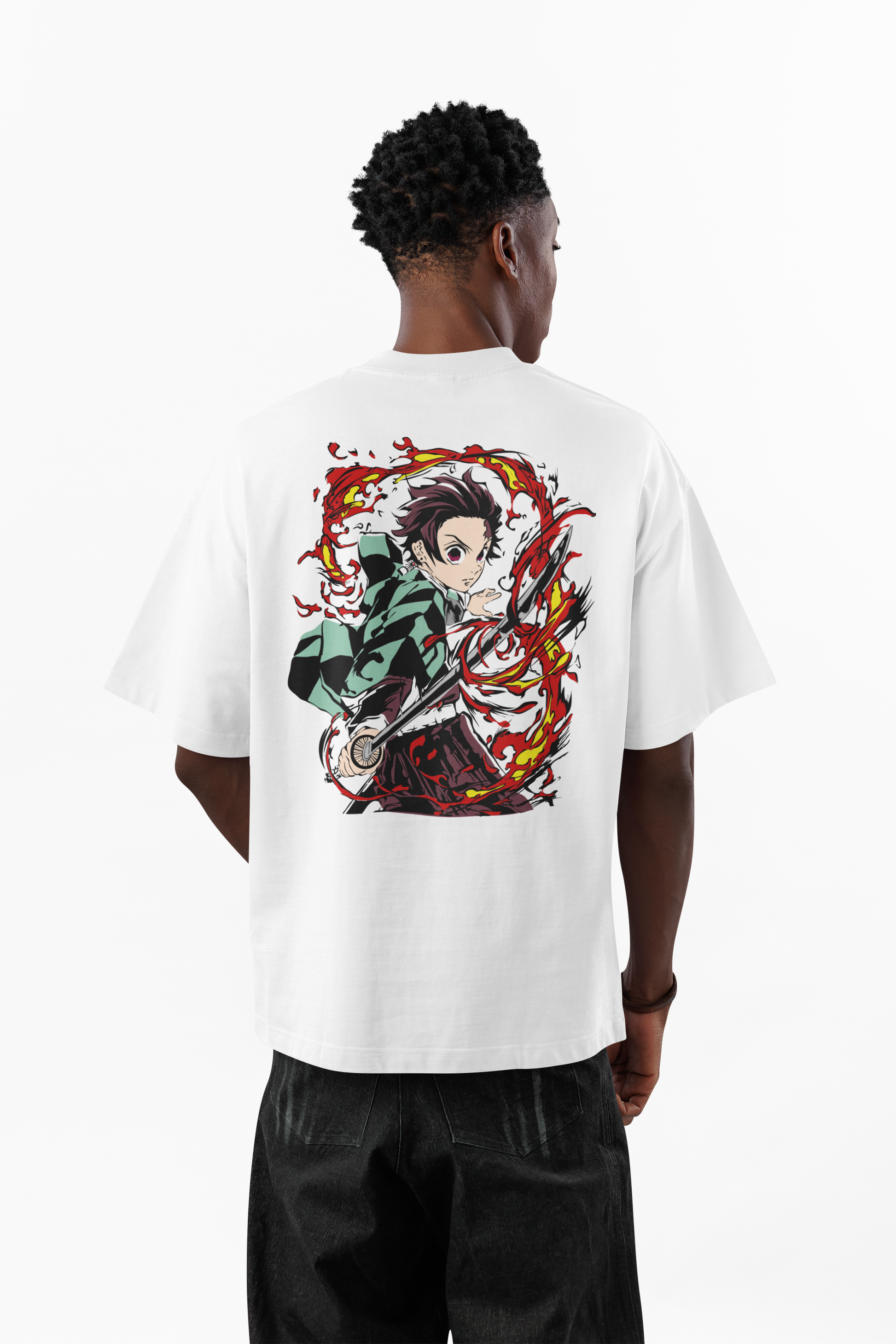 ALIENTO DE LLAMA  – CAMISETA TANJIRO DOBLE DISEÑO (DEMON SLAYER)