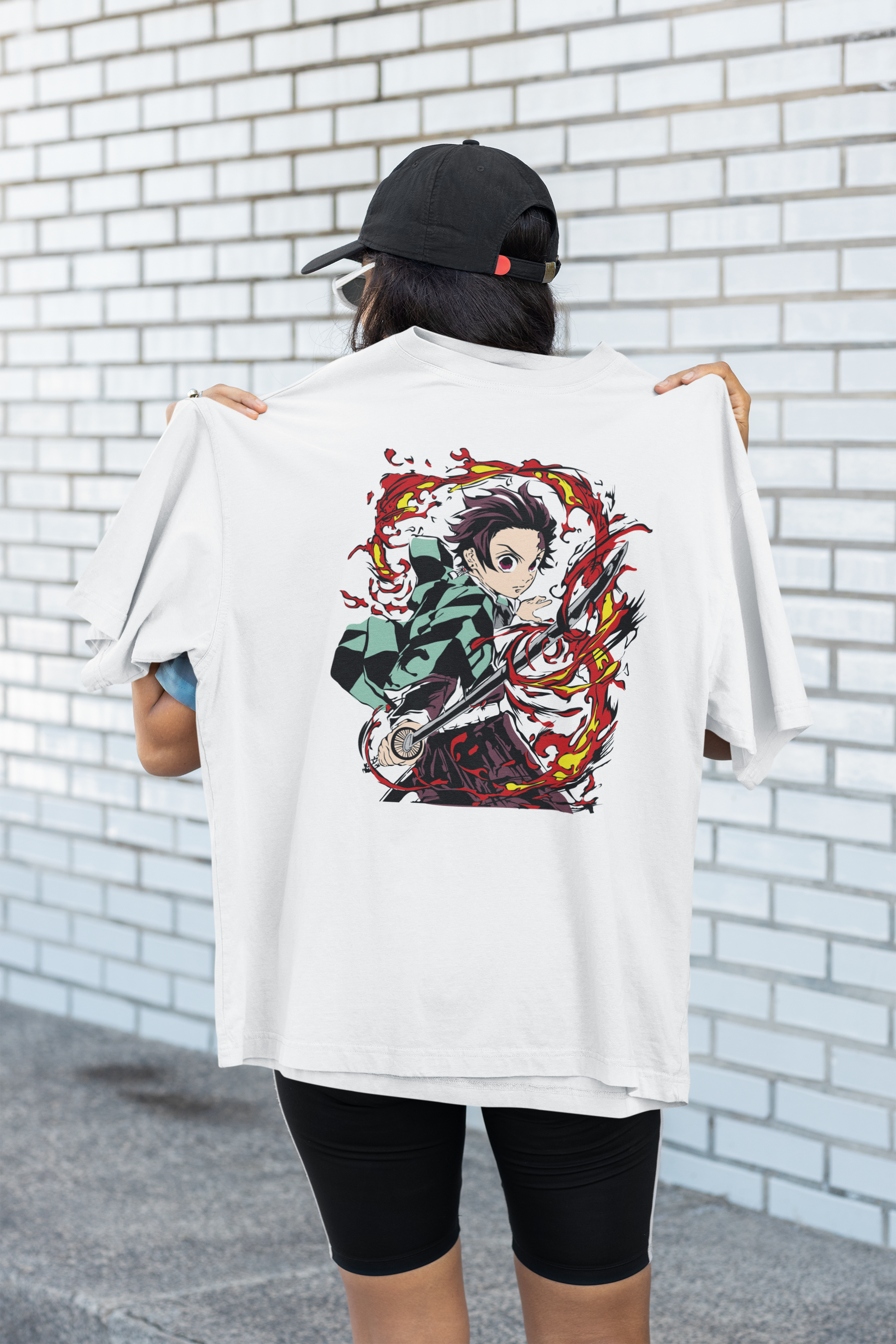 ALIENTO DE LLAMA  – CAMISETA TANJIRO DOBLE DISEÑO (DEMON SLAYER)